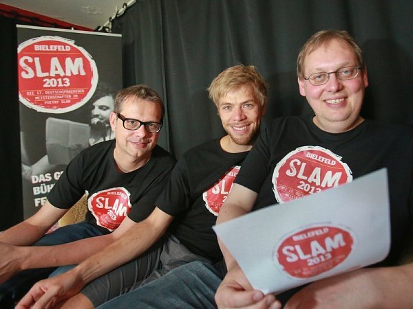 Markus Freise, Sven Stickling und Karsten Strack (v.l.) sind drei von sechs, die die Slam-Meisterschaften organisieren. - © FOTO: ANDREAS ZOBE