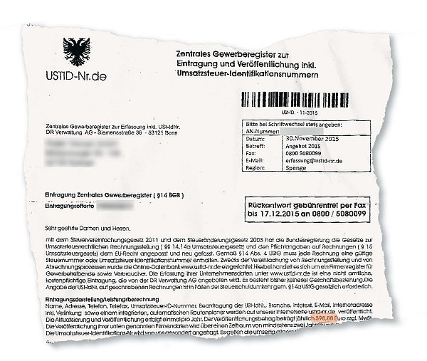 Verunsichert die Empfänger: Das dubiose Schreiben der Bonner Firma.