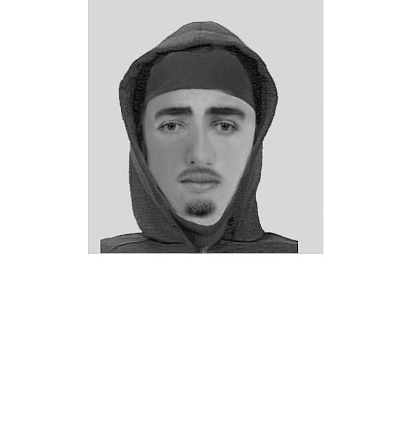 Das Phantombild von einem der Täter. Wer kennt den Mann? - © Polizei Bielefeld