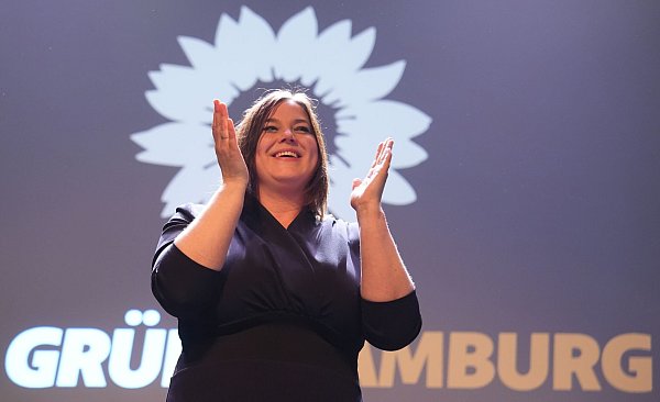 Grünen-Spitzenkandidatin Katharina Fegebank: Ihre Partei dürfte das Ergebnis enttäuschen. - © Marcus Brandt/dpa