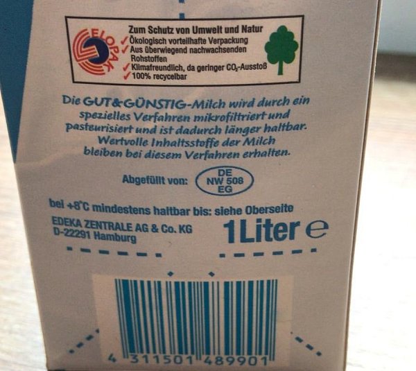 Auf dieses Kennzeichen auf der Milchpackung sollten Verbraucher jetzt achten. - © Christoph Nieder-Entgelmeier