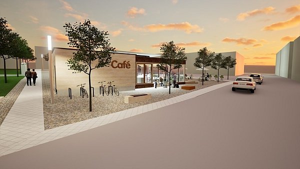 Das Marktplatzcafé – von der Hauptstraße aus gesehen. - © Bassani und Partner