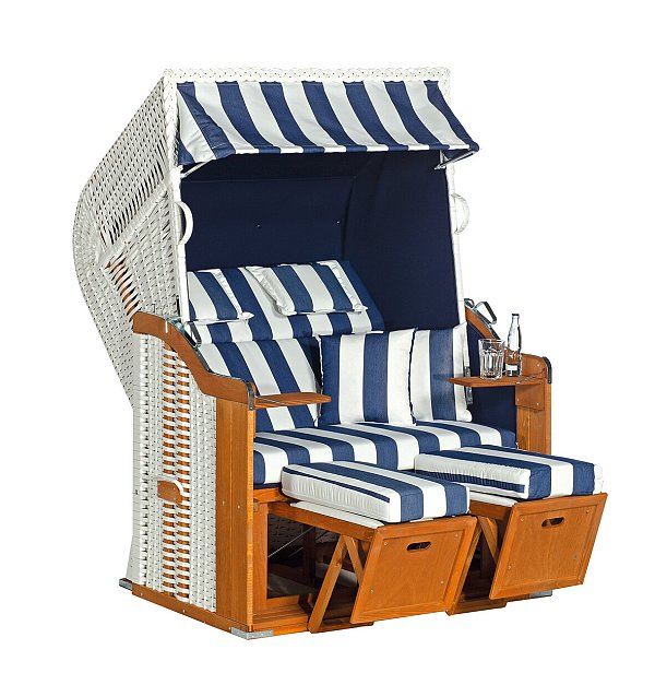 Der Strandkorb "Ostwestfalen" in blau/weiß. - © NW