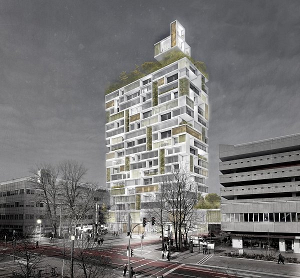 Stand auch mal zur Debatte: Ein begrüntes Telekom-Hochhaus. - © NW