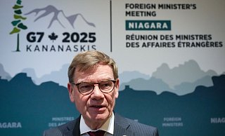 Außenminister Johann Wadephul (CDU) äußert sich am Rande des Treffens der Außenminister der G7-Runde wirtschaftsstarker Demokratien. In Kanada ist der Gaza-Friedensplan eines der Hauptthemen. - Soeren Stache/dpa