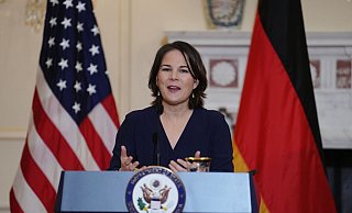 Bundesaußenministerin Annalena Baerbock in Washington. - Foto: Kay Nietfeld/dpa