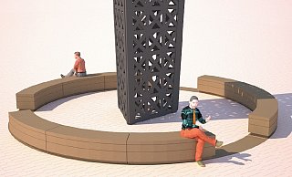 In drei Segmente aufgeteilt ist die Rundbahn an der Alcina-Uhr. - Kortemeier/Brokmann
