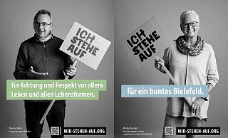 Thomas Biele und Marina Teichert engagieren sich bei der Kampagne "Wir stehen auf". - Kampagne "Wir stehen auf"
