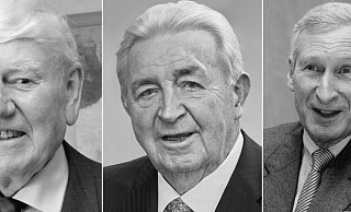 Hans Beckhoff (v.l.), Werner Stickling und Thomas J. Hörmann: Der Kreis Gütersloh hat im Jahr 2024 mehrere erfolgreiche Unternehmer verloren. - Karin Prignitz, Nobilia, Frank Jasper