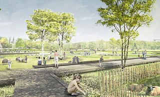 Ein auf dem Bestand basierender Rundweg fasst den Weserbogen als ‚Geschichtspark Corvey‘. - Büro Franz Reschke