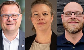 Lars Bökenkröger (CDU, v. l.). Henrike Diestelhorst (SPD), Andreas Korff (BBO) und Thomas Schmidt (Grüne) diskutieren am heutigen Dienstag auf Einladung der Neuen Westfälischen in der Wandelhalle. - privat