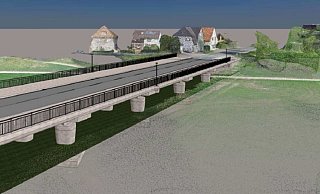 So soll die neue Brücke über die Flutmulde aussehen. Die neue Konstruktion wird dreieinhalb Meter breiter als die alte. - Straßen NRW
