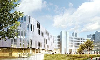 So könnte das neue Gebäude neben dem Uni-Haupteingang aussehen. - fdf