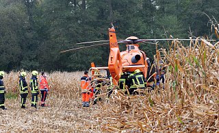 Mit dem Rettungshubschrauber Christoph 13 wird der Hövelhofer in eine Spezialklinik geflogen. - Ralph Meyer