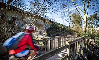 Die Tage dieser Holzbrücke für Radler und Fußgänger im Bielefelder Luttergrünzug sind gezählt. - Sarah Jonek