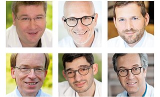 Die ausgezeichneten Ärzte aus Bielefeld: Holger Sudhoff, Joachim Feldkamp, Marcel Binnebösel, Ralf-Gerhard Ritter, Hisham Fansa, Christoph Stellbrink, Werner Bader, Martin Rudwaleit und Reinhard Burk. - Klinikum