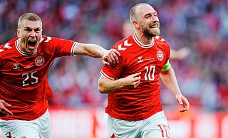 Schoss Dänemark gegen Schweden zum Sieg: Christian Eriksen (r). - Liselotte Sabroe/Ritzau Scanpix Foto/AP/dpa