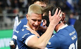 Torschütze Louis Oppie (l.) und Marius Wörl – zwei der besten Bielefelder beim 1:0 gegen den FC Ingolstadt. - Oliver Krato
