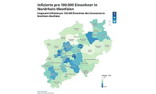 Infizierte pro 100.000 Einwohner in NRW (Stand: 25. Juli, Quelle: coronavirus.nrw). - Screenshot: coronavirus.nrw