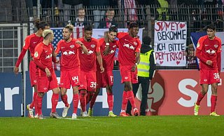 RB Leipzig setzte sich im DFB-Pokal gegen den SV Babelsberg durch. - Foto: Andreas Gora/dpa