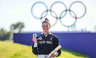 Golferin Esther Henseleit gewann bei den Olympischen Spielen in Paris überraschend die Silbermedaille. - Jan Woitas/dpa