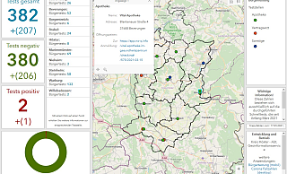 Die Karte zeigt die Test-Angebote im Kreis. - Screenshot: Kreis Höxter