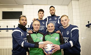 Kampfansage: Serge McNichol Strickland, Marc Hunt, Fatmir Vata, Jonas Brammen (v.v.l.), Özgür Köse und Hakan Gökdemir (h.v.l.) haben sich für die Rückserie viel vorgenommen. - Henrik Martinschledde