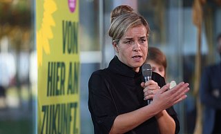 Mona Neubaur, Landesvorsitzende der Grünen und Spitzenkandidatin für die Landtagswahl in NRW. - picture alliance/dpa