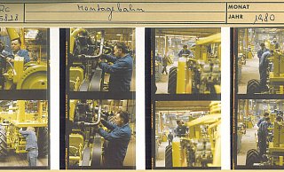 Technik aus Harsewinkel im Visier: Dieses Portfolio aus dem Claas-Archiv zeigt die Montage eines Feldhäckslers im Jahr 1980. - Claas