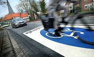 Soll verlängert werden: Auf der Dalke- und Parkstraße haben die Radfahrer schon Vorrang, bald soll das auch auf der Münster- und Hohenzollernstraße der Fall sein. Aber nicht nur dort. - Andreas Frücht