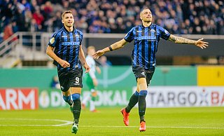 Die SCP-Angreifer Felix Platte (r.) und Marvin Pieringer waren bis in den Oktober hinein das erfolgreichste Zweitliga-Sturmduo. Doch zuletzt hatten beide akute Ladehemmungen. - Besim Mazhiqi