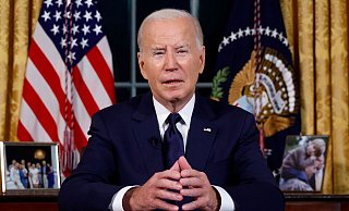 US-Präsident Joe Biden spricht im Oval Office über den Krieg in Nahost und der Ukraine. - Jonathan Ernst/Pool Reuters/AP/dpa