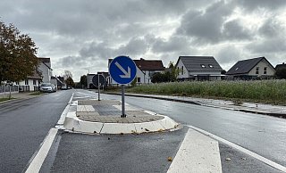 Diese Überquerungshilfe wurde auf Höhe der Einmündung Hainbuchenweg in Hiddenhausen vom Kreis Herford neu gebaut, um Fußgängern mehr Sicherheit beim Überqueren der Oberen Talstraße zu ermöglichen. - Matthias Bungeroth