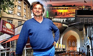 Achim Fiolka vor dem "Pepper's", "Nichtschwimmer", "The Bernstein" und dem "Glück und Seligkeit" (v. l. im Uhrzeigersinn). - Montage: Andreas Frücht