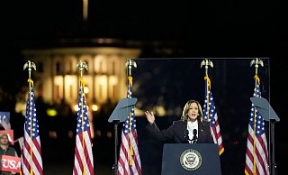Präsidentschaftskandidatin Kamala Harris - Stephanie Scarbrough/AP/dpa