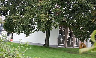 Wird für Flüchtlinge hergerichtet: Die Turnhalle Klosterbauerschaft an der ehemaligen Schule (heute Seniorenresidenz). - Dieter Schnase