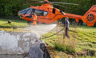 Christoph 13 landete am Alten Dreisch. Letztlich rückte auch noch die Feuerwehr aus - aber nicht zum Löschen. - Christian Mathiesen