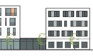 Skizze der Außenansicht des geplanten Hotels. - Portarion GmbH