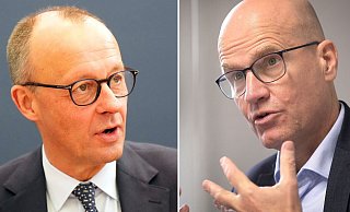 Das Verhältnis zwischen dem mutmaßlich neuen Bundeskanzler Friedrich Merz (l.) und dem Gütersloher Bundestagsabgeordneten Ralph Brinkhaus gilt als getrübt. - dpa/Andreas Frücht Das Verhältnis zwischen dem mutmaßlich neuen Bundeskanzler Friedrich Merz (l.) und dem Gütersloher Bundestagsabgeordneten Ralph Brinkhaus gilt als getrübt. - dpa/Andreas Frücht