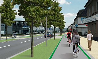 So soll die Mindener Straße nach dem Umbau mit Radschnellweg aussehen. Doch die Realisierung hat sich immer wieder verzögert. - l.schumacher