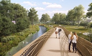 Brückenkörper wie Brüstungen werden aus einem speziellen Stahl hergestellt. Es setzt Patina an und ist besonders wetterfest. - Stadt Gütersloh