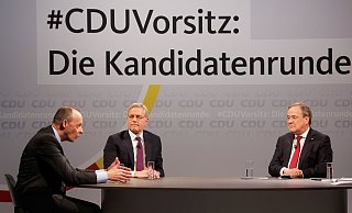 Friedrich Merz (v. l.), Norbert Röttgen und Armin Laschet kämpfen um den Posten als Parteivorsitzender der CDU. - Reuters