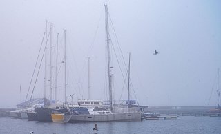 Boote liegt im Hafen vor Anker in Stralsund: Das Wetter in Mecklenburg-Vorpommern zeigt sich den kommenden Tagen eher von der grauen und bewölkten Seite. - Stefan Sauer/dpa