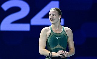 Isabel Gose gab ein beeindruckendes Debüt im Freiwasser. - Denes Erdos/AP/dpa