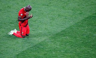 Romelu Lukaku (Belgien) feiert das 3:0 gegen Russland. - Anton Vaganov/Reuters Pool/AP/dpa