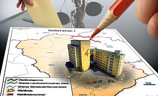 Viele Wahlbezirke im Kreis Gütersloh müssen neu zugeschnitten werden. Das gilt auch für Ratswahlbezirke in der Stadt Gütersloh. Hier wird in fünf Fällen von der zulässigen Größe dermaßen abgewichen, dass Änderungen notwendig werden. - Montage/Andreas Frücht