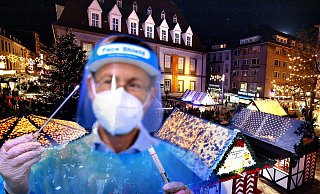 Corona hat den Weihnachtsmarkt besiegt ... aber nicht ganz, ein kleines bisschen Markt gibt es nun doch. - Jonek, dpa; Montage Frücht