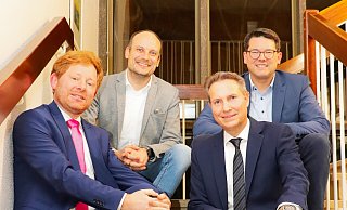 Das Wahlkampfteam der CDU um den Bürgermeister-Kandidaten Sefan Böske (vorne rechts) besteht aus René Siekmann (v. l.), Philip Kleineberg (hinten v. l.) und Joachim Ebmeyer. - Andreas Sundermeier