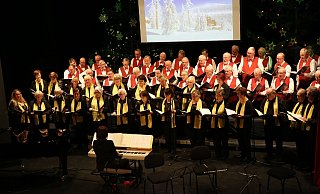 Überwältigender Klang: Die Damen und Herren des gemischten Chores Liedertafel-Germania aus Vlotho und die Herren des Quartettvereins. Foto: Elke Niedringhaus-Haasper - Elke Niedringhaus-Haasper