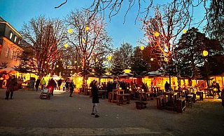 Besonders das heimelige Ambiente und die atmosphärische Beleuchtung sehen viele Besucher als großen Pluspunkt für den neuen Weihnachtsmarkt im Schlosspark in Detmold. - Raphael Bartling